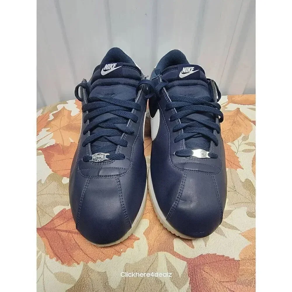Nike Cortez Leather Obsidian Navy Blue White Running Shoes 819719-410 Men's 14